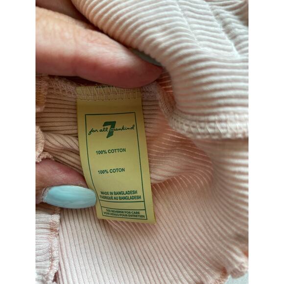 7 For All Mankind pink polka dot mock neck top long sleeve ribbed Size 12 mo - Picture 6 of 7